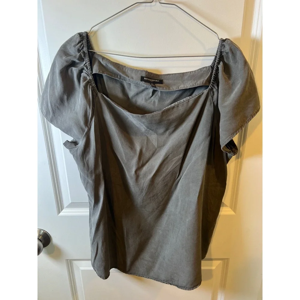 Banana Republic Womens Blouse 100% Lyocell Gray XL